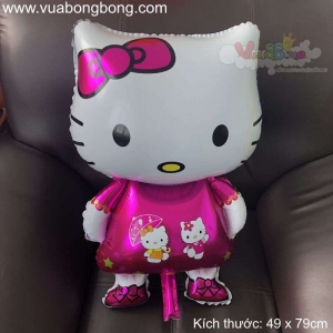 Bong bóng mèo Hello Kitty nhũ hồng in hình